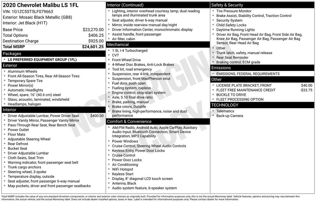 Used 2020 Chevrolet Malibu LS image 5