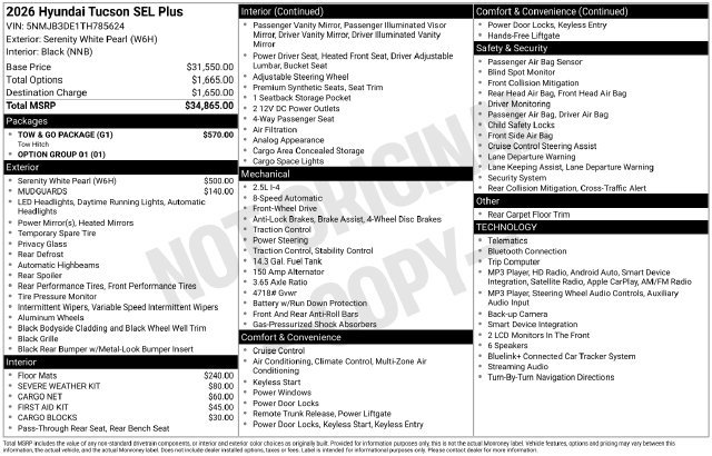 New 2026 Hyundai Tucson SEL Plus w/ Tow & Go Package FWD image 4