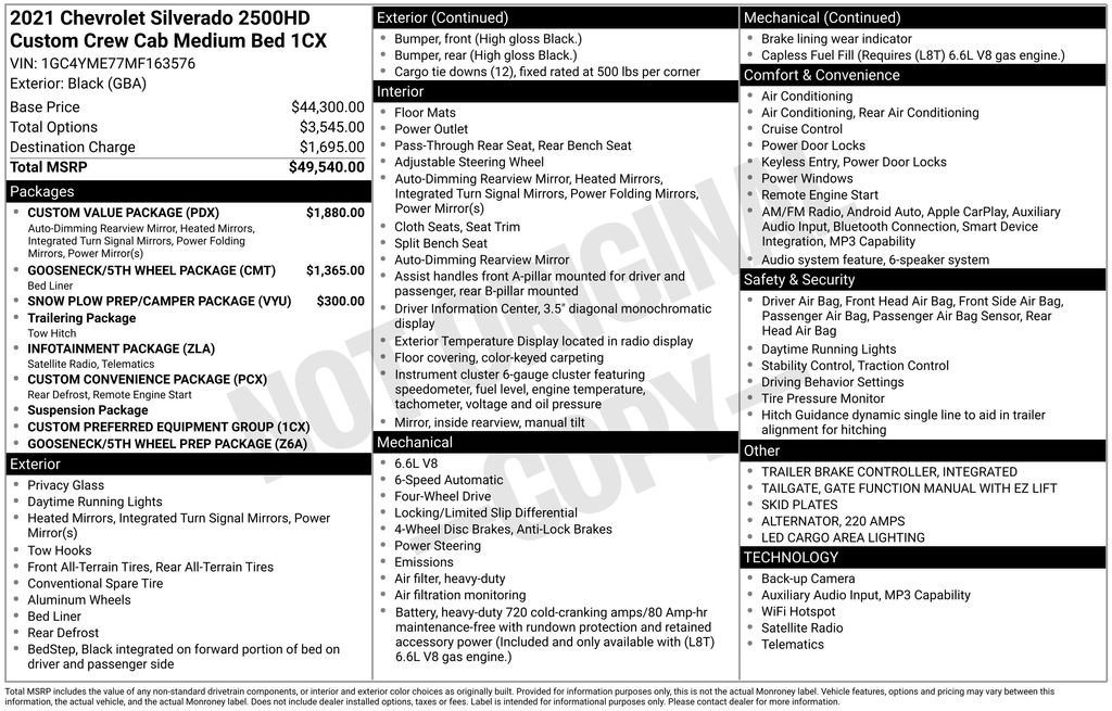 Used 2021 Chevrolet Silverado 2500 Custom w/ Custom Value Package AWD/4WD image 2