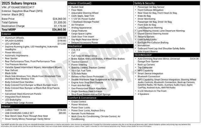 Certified 2025 Subaru Impreza 2.0i AWD/4WD image 29