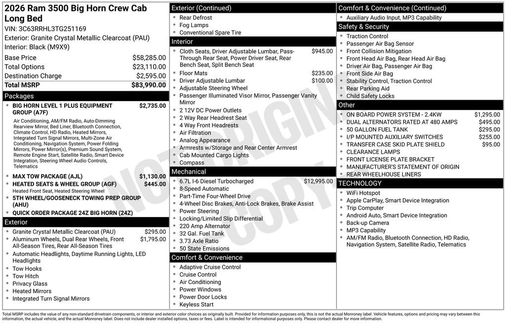 New 2026 RAM 3500 Big Horn image 5