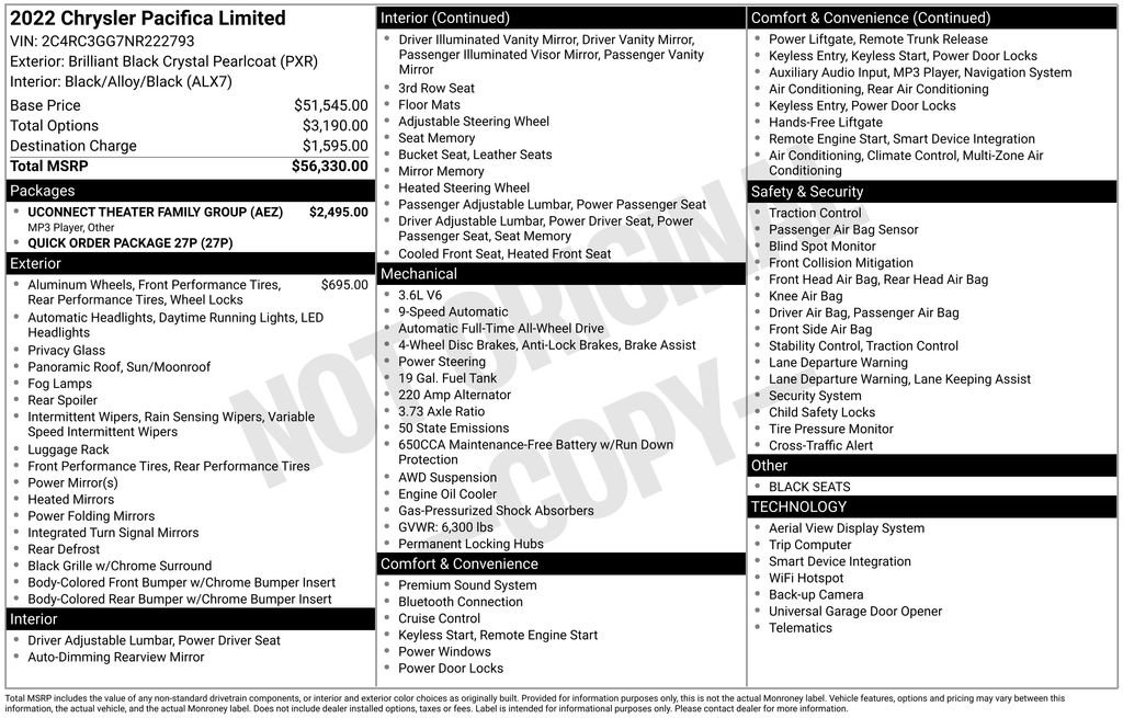 Used 2022 Chrysler Pacifica Limited w/ Uconnect Theater Family Group image 4