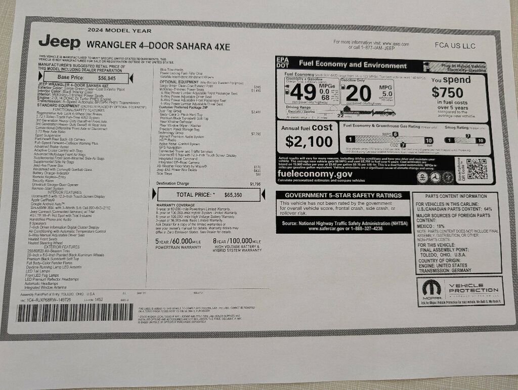 Used 2024 Jeep Wrangler Unlimited Sahara w/ Dual Top Group image 66