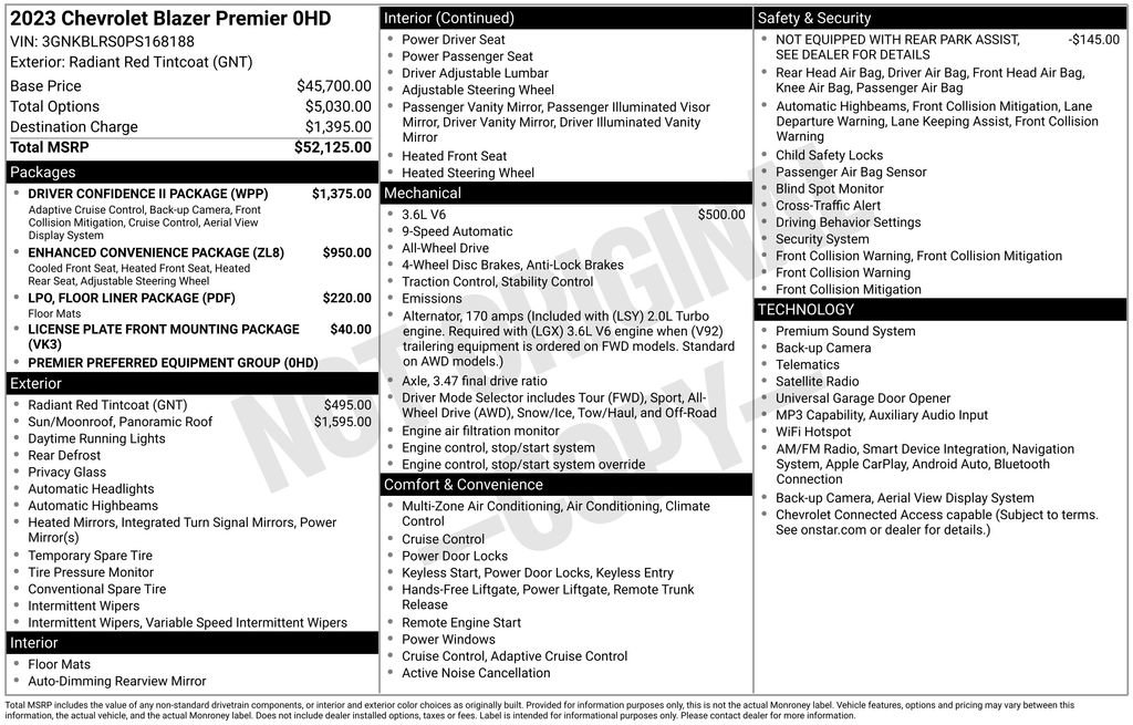 Used 2023 Chevrolet Blazer Premier w/ Driver Confidence II Package AWD/4WD image 35