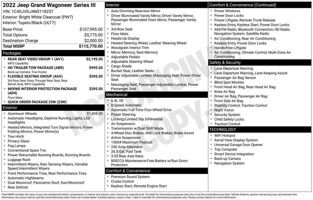 Used 2022 Jeep Grand Wagoneer Series III w/ Rear Seat Video Group 1 image 14