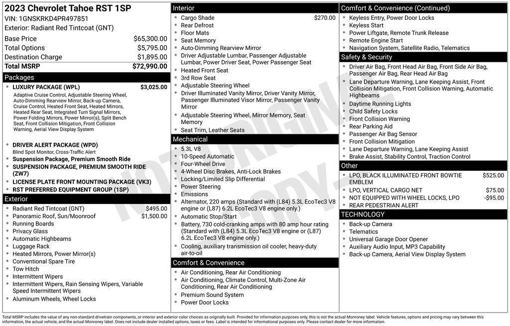 Used 2023 Chevrolet Tahoe RST w/ Luxury Package AWD/4WD image 6