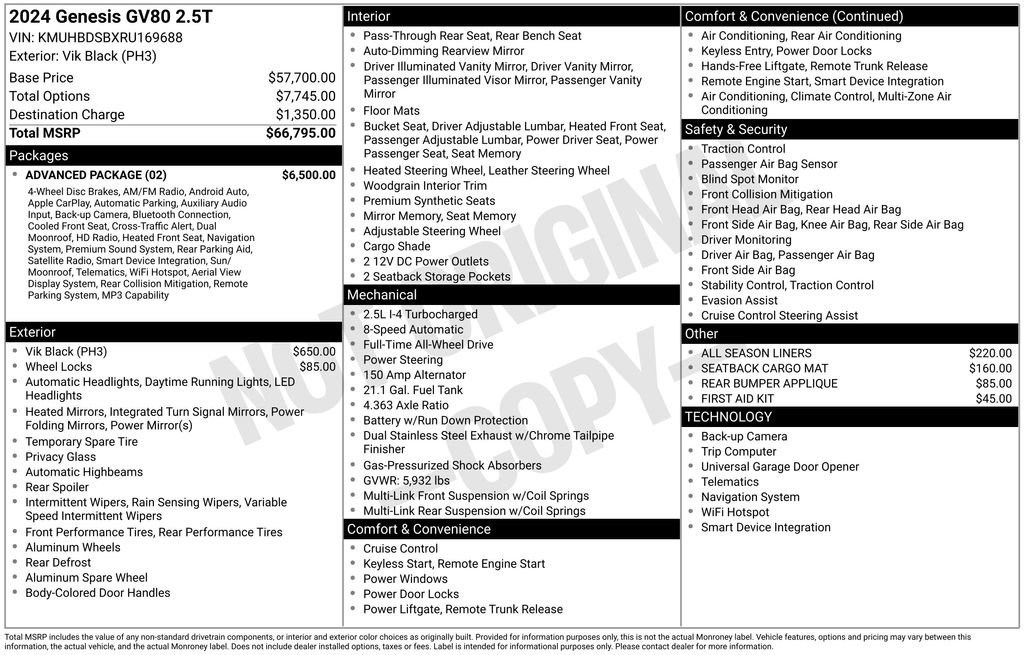 Used 2024 Genesis GV80 2.5T w/ Advanced Package image 33