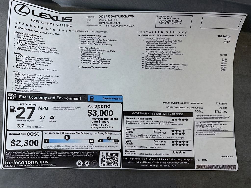New 2026 Lexus TX 500h AWD image 9