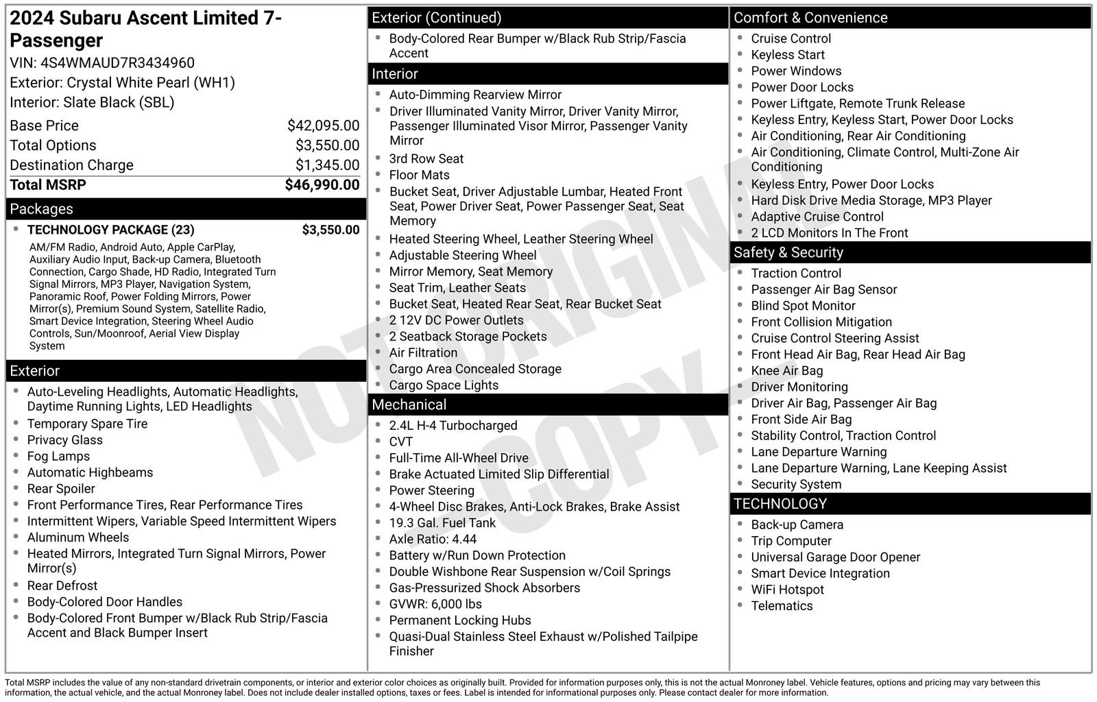 Used 2024 Subaru Ascent Limited w/ Technology Package image 45