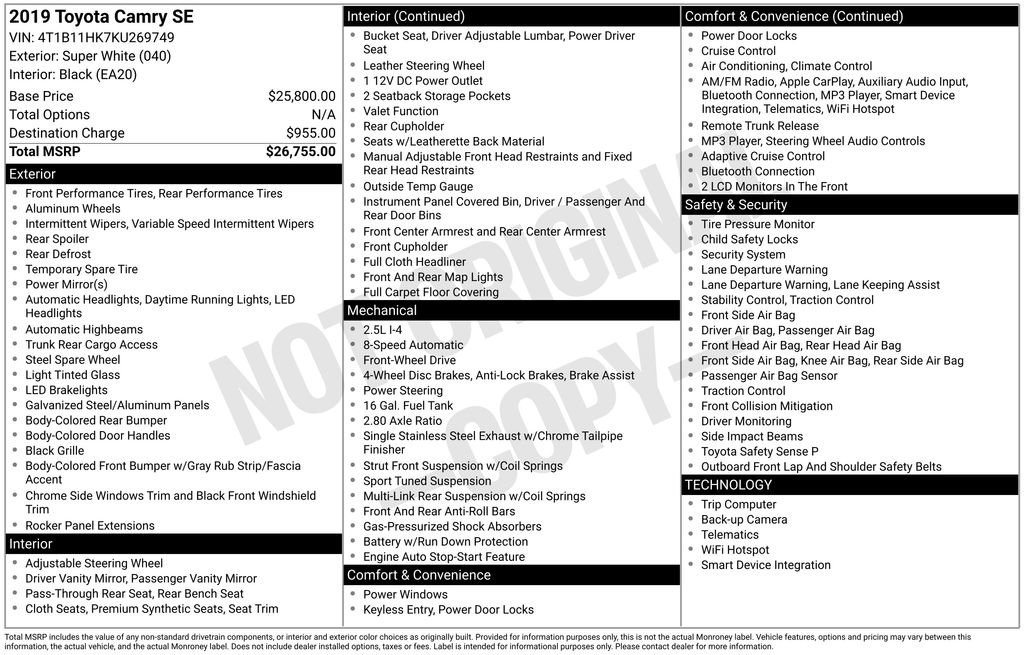 Used 2019 Toyota Camry SE image 27