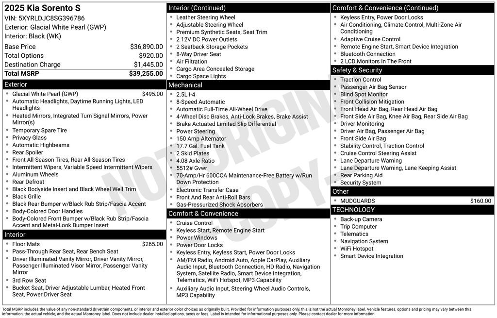 New 2025 Kia Sorento S image 4