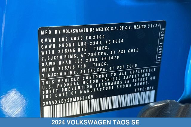 Used 2024 Volkswagen Taos SE w/ Panoramic Sunroof Package AWD/4WD image 32