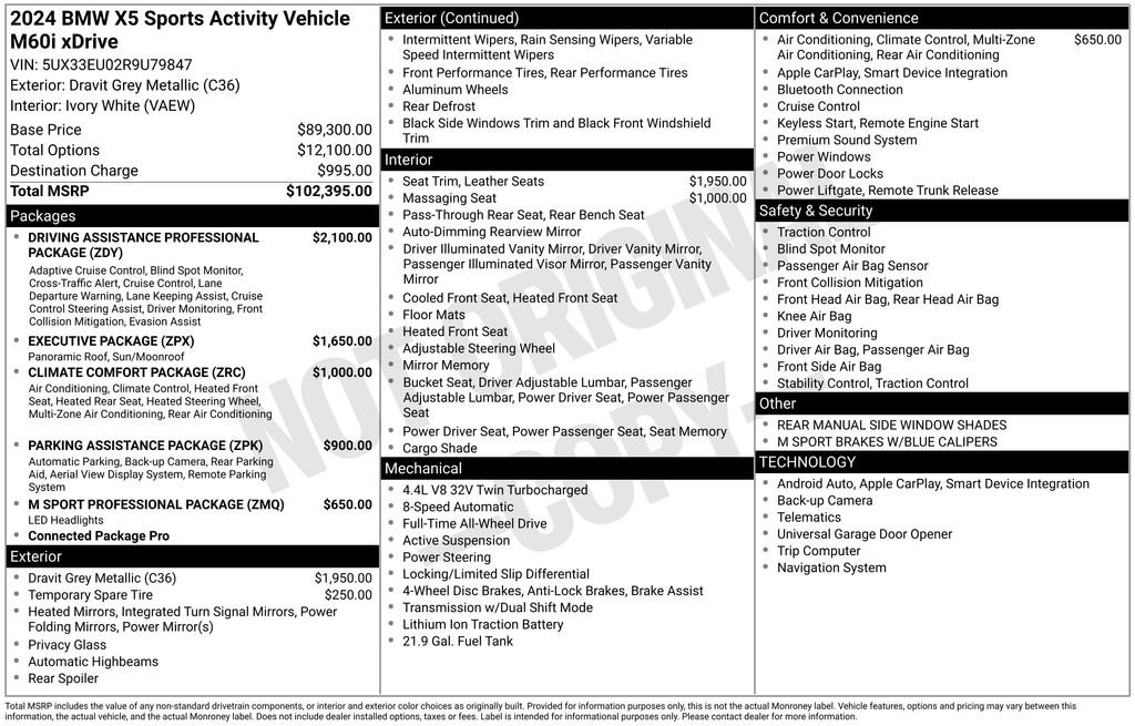 Certified 2024 BMW X5 M60i AWD/4WD image 2