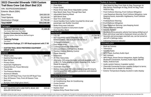 Used 2022 Chevrolet Silverado 1500 Custom Trail Boss w/ Midnight Edition AWD/4WD image 6