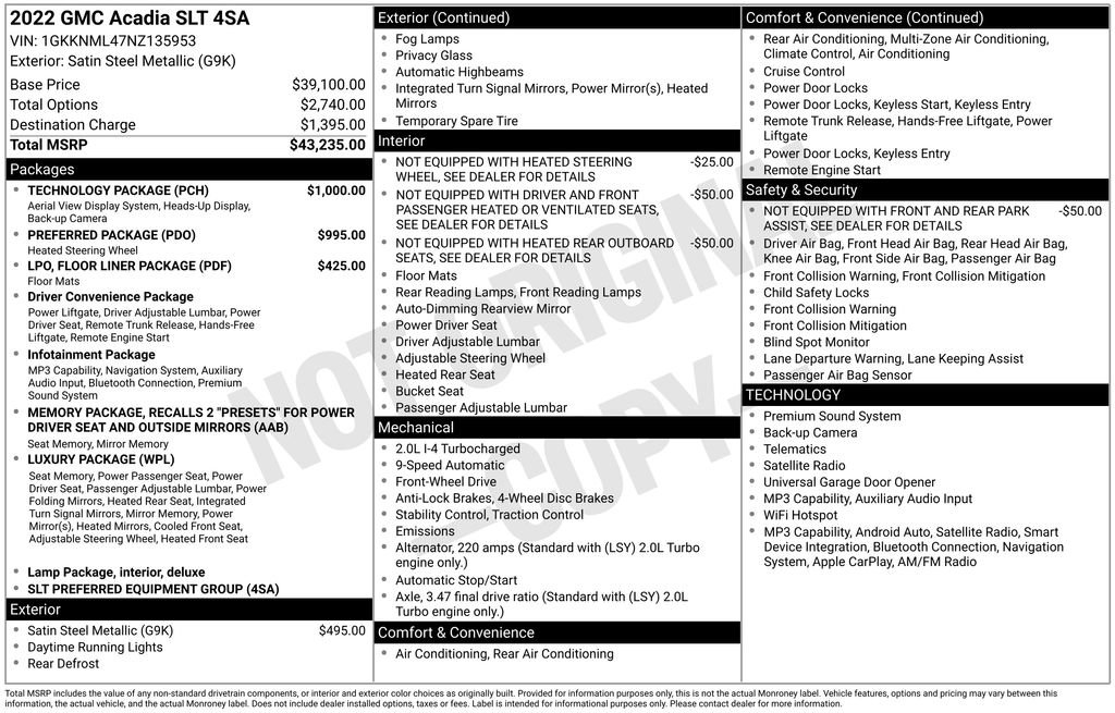 Used 2022 GMC Acadia SLT w/ Technology Package FWD image 10