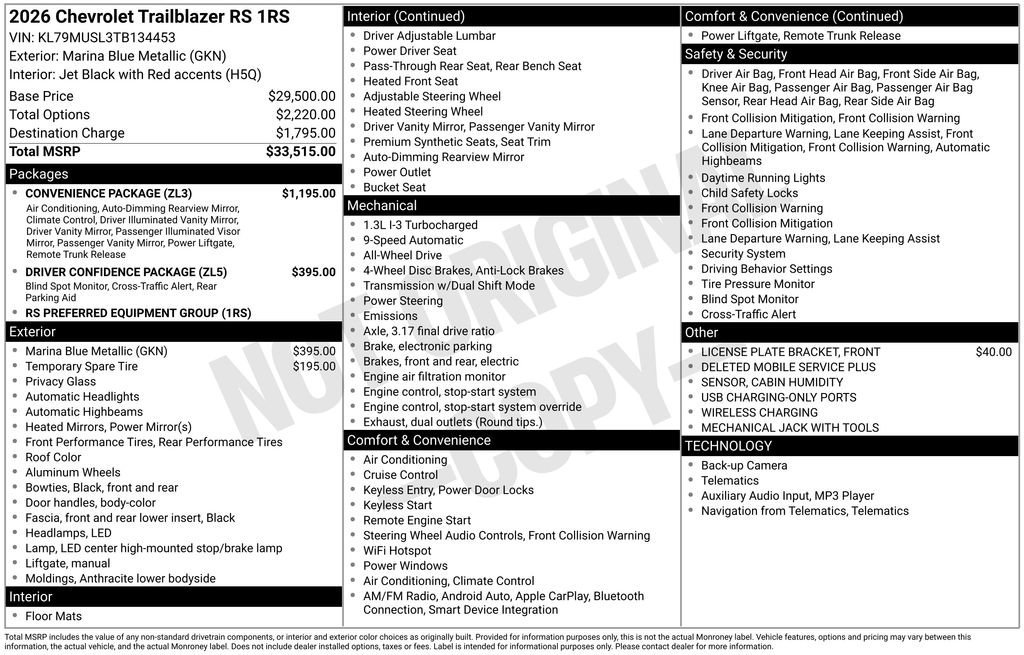 New 2026 Chevrolet TrailBlazer RS w/ Convenience Package AWD/4WD image 2