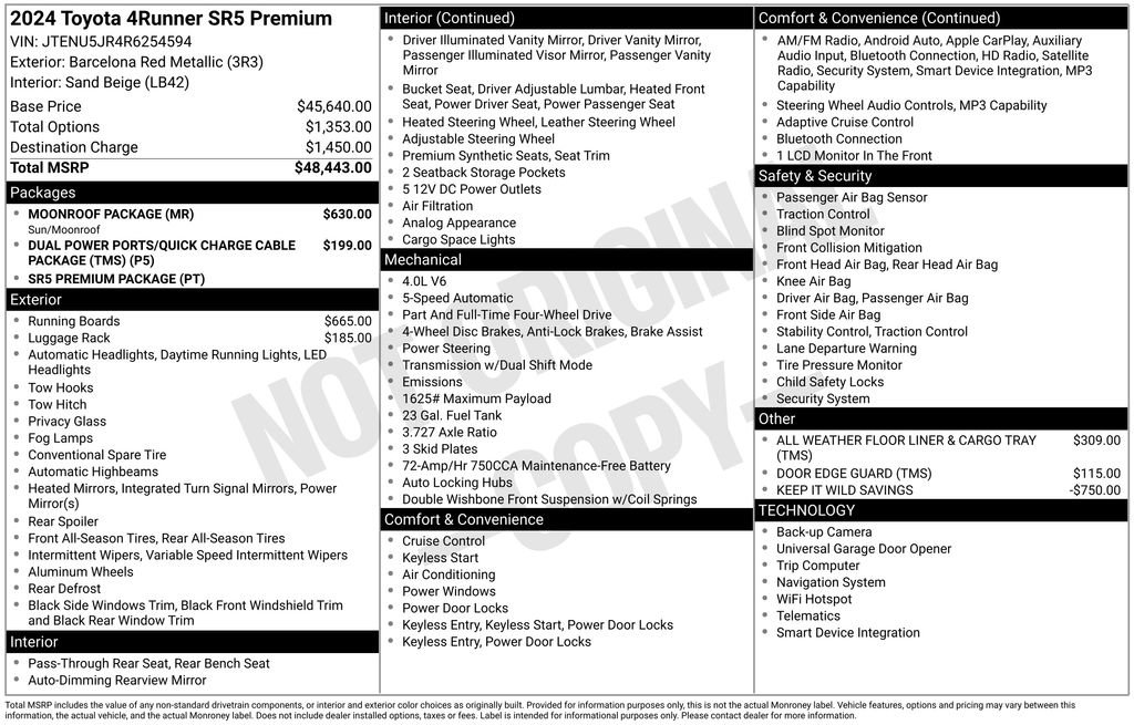 Used 2024 Toyota 4Runner SR5 Premium w/ Moonroof Package AWD/4WD image 35