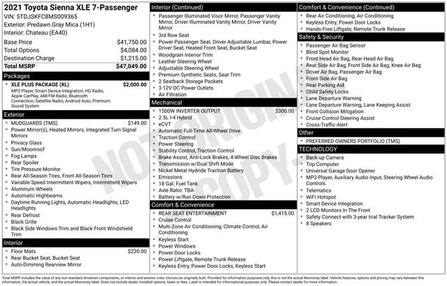 Used 2021 Toyota Sienna XLE w/ XLE Plus Package AWD/4WD image 12