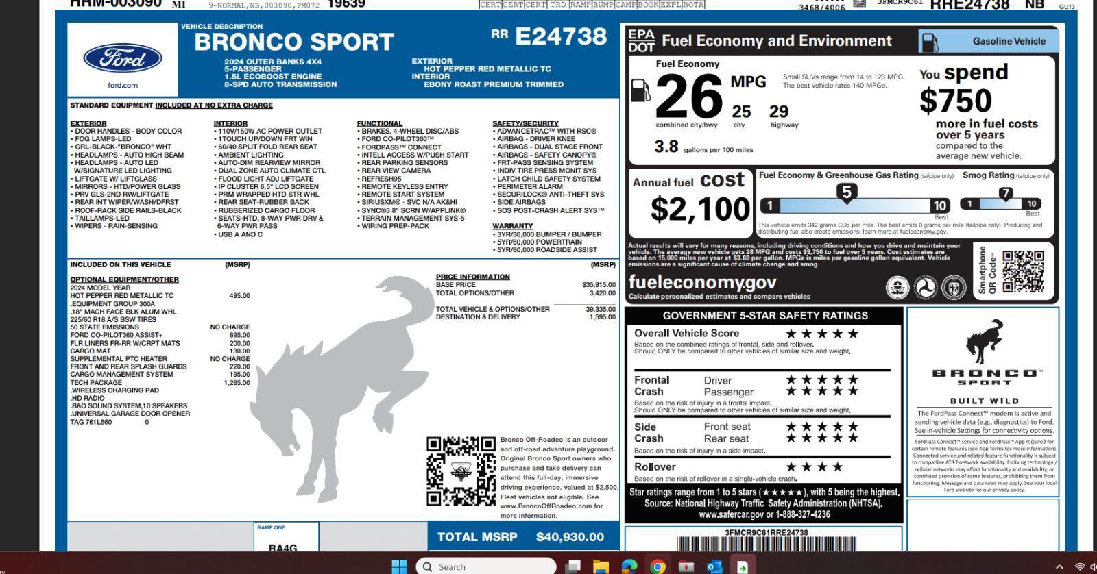 Used 2024 Ford Bronco Sport Outer Banks w/ Tech Package image 4