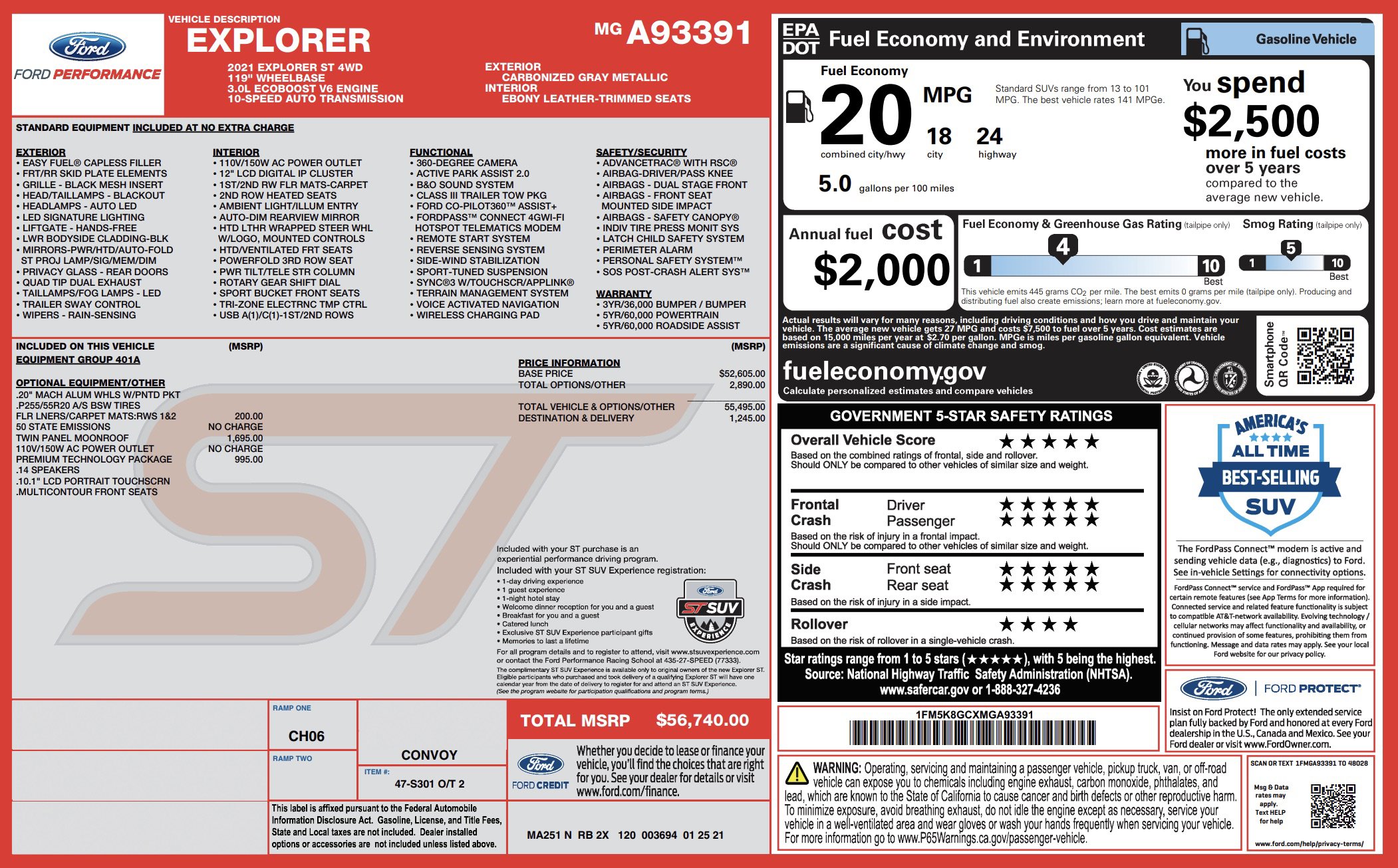 Used 2021 Ford Explorer ST w/ Equipment Group 401A image 5