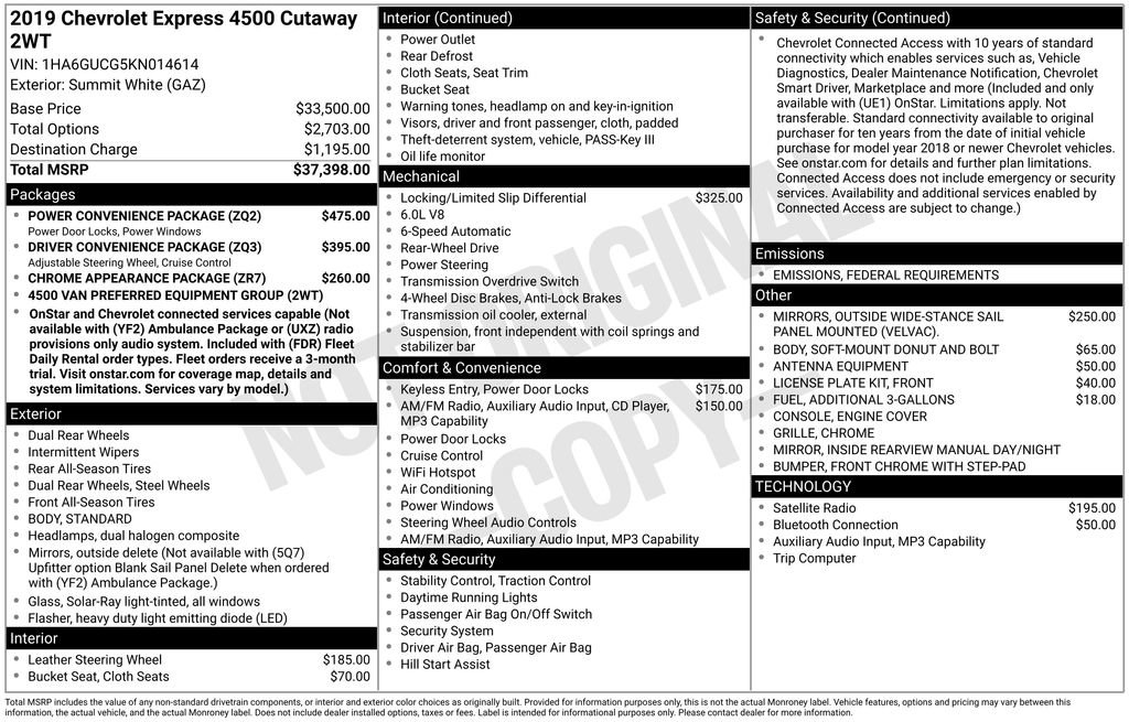 Used 2019 Chevrolet Express 4500 w/ Power Convenience Package image 15