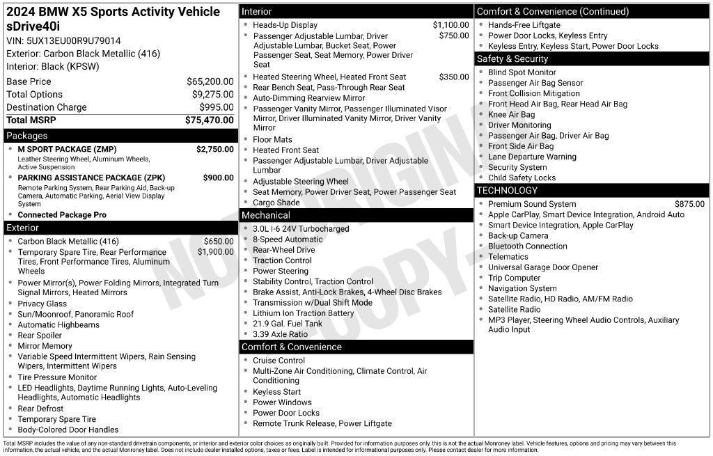 Used 2024 BMW X5 sDrive40i w/ M Sport Package RWD image 6