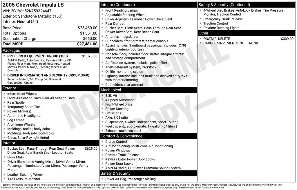 Used 2005 Chevrolet Impala LS w/ Preferred Equipment Group FWD image 34
