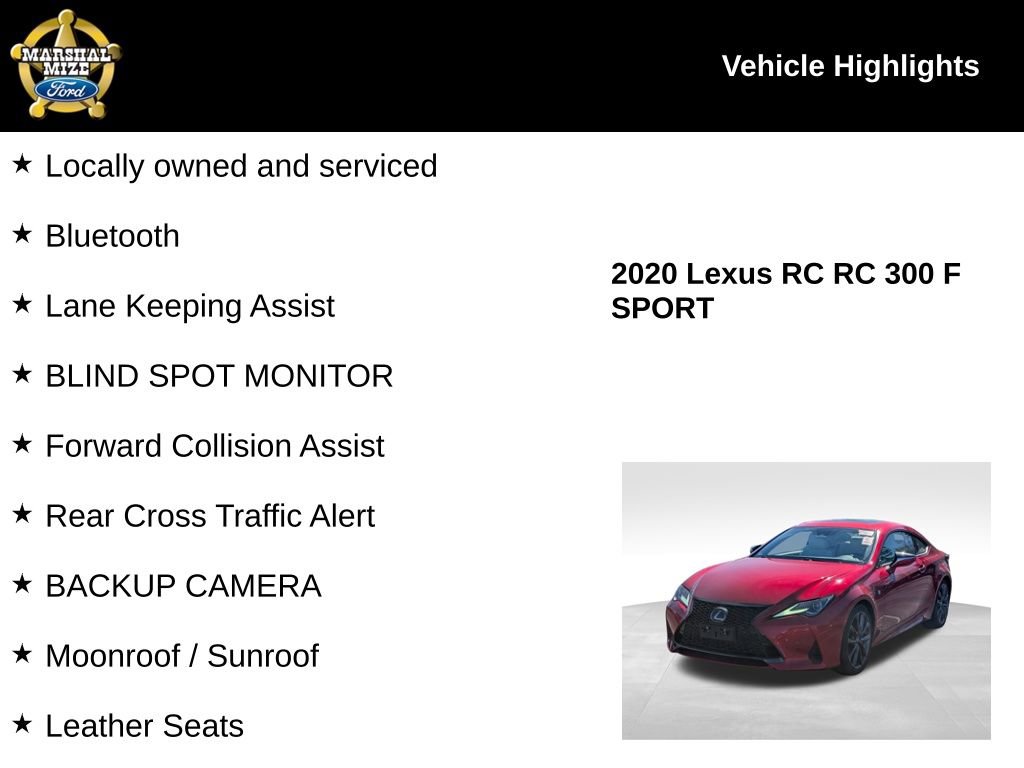Used 2020 Lexus RC 300 F Sport w/ Navigation Package image 2