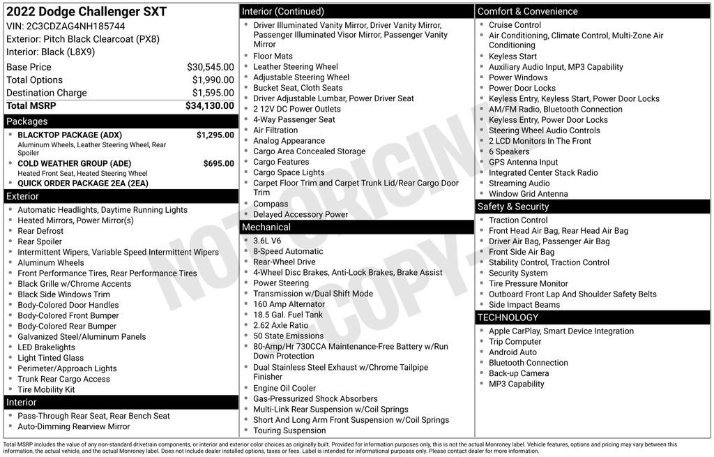 Used 2022 Dodge Challenger SXT w/ Blacktop Package RWD image 4