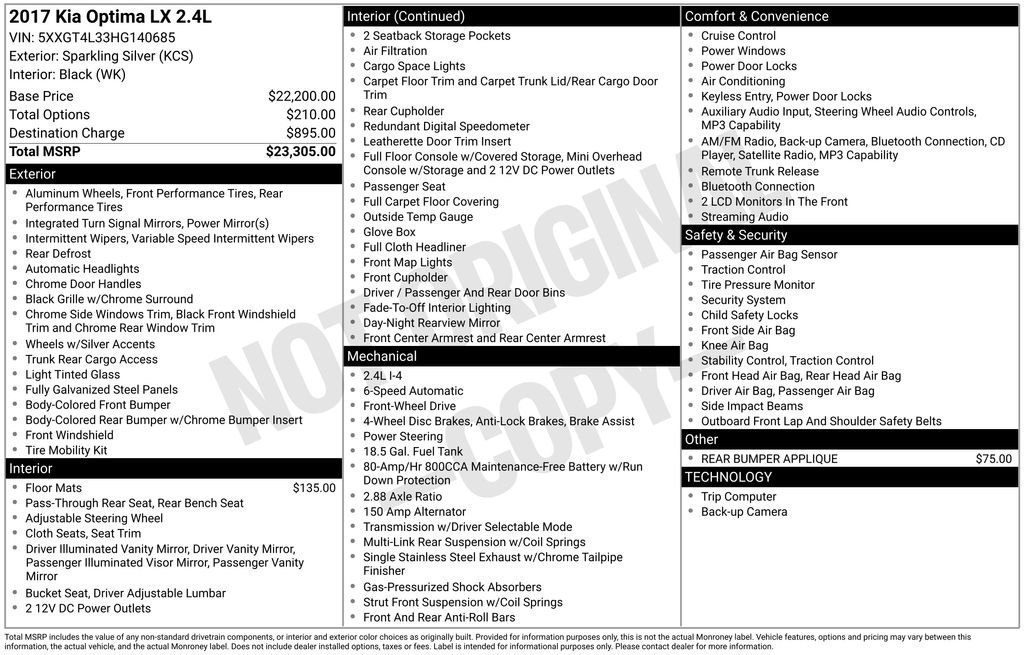 Used 2017 Kia Optima LX image 3