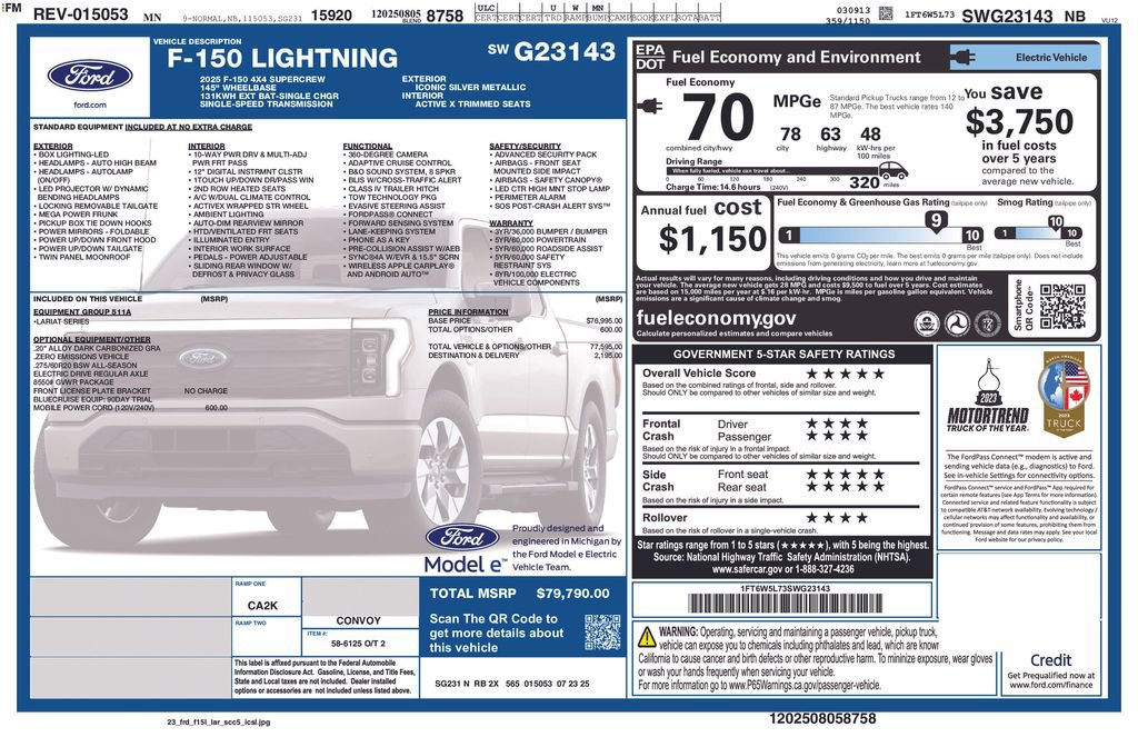 Used 2025 Ford F150 Lightning Lariat AWD/4WD image 5