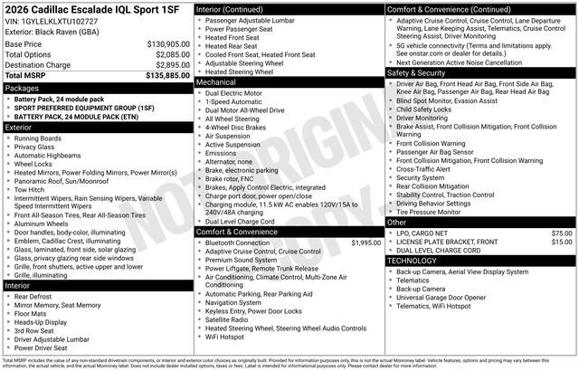 New 2026 Cadillac Escalade IQL Sport 1 AWD/4WD image 28