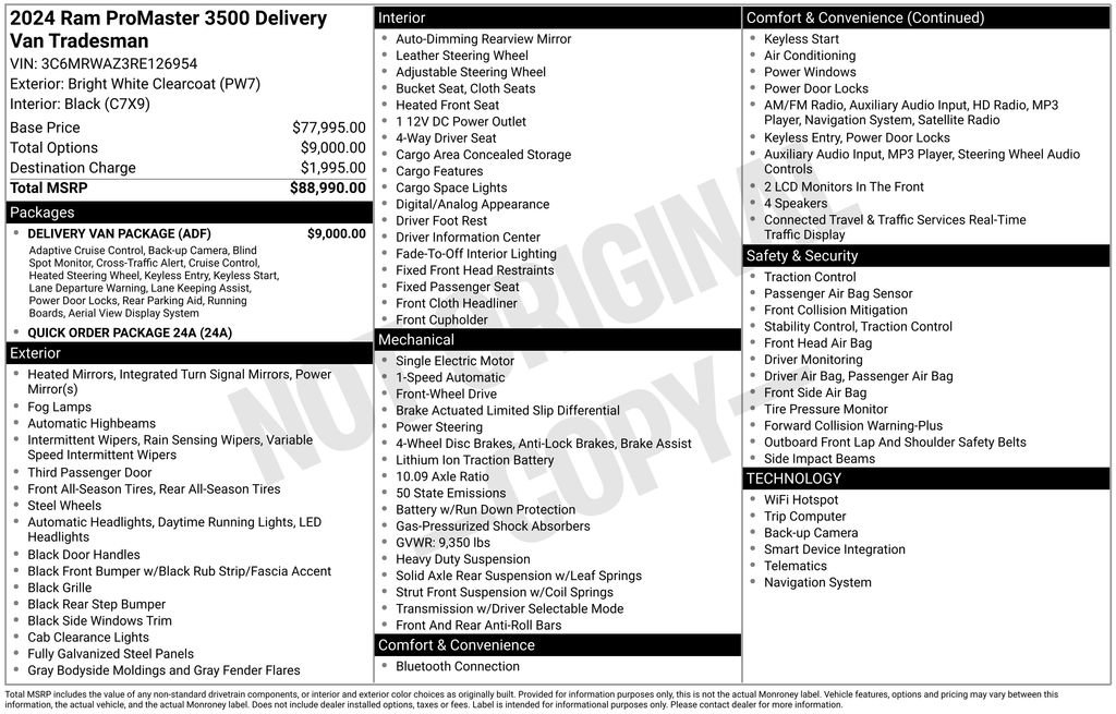 New 2024 RAM ProMaster 3500 w/ Delivery Van Package FWD image 15