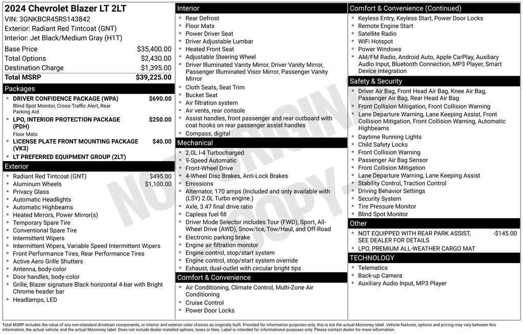 Used 2024 Chevrolet Blazer LT w/ Driver Confidence Package image 17