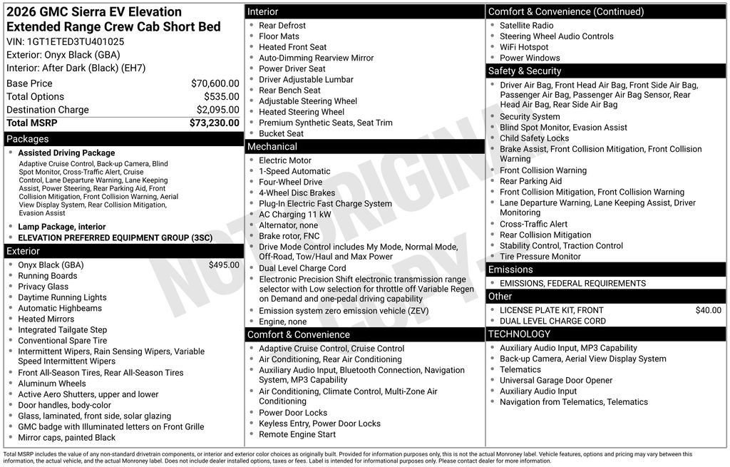 New 2026 GMC Sierra EV Elevation image 9