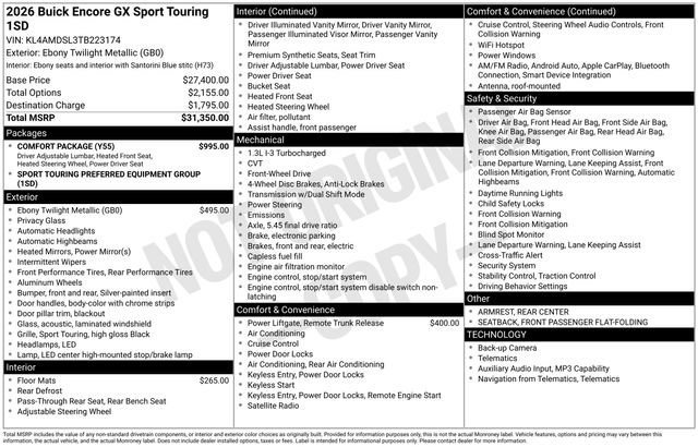New 2026 Buick Encore GX Sport Touring w/ Comfort Package FWD image 3