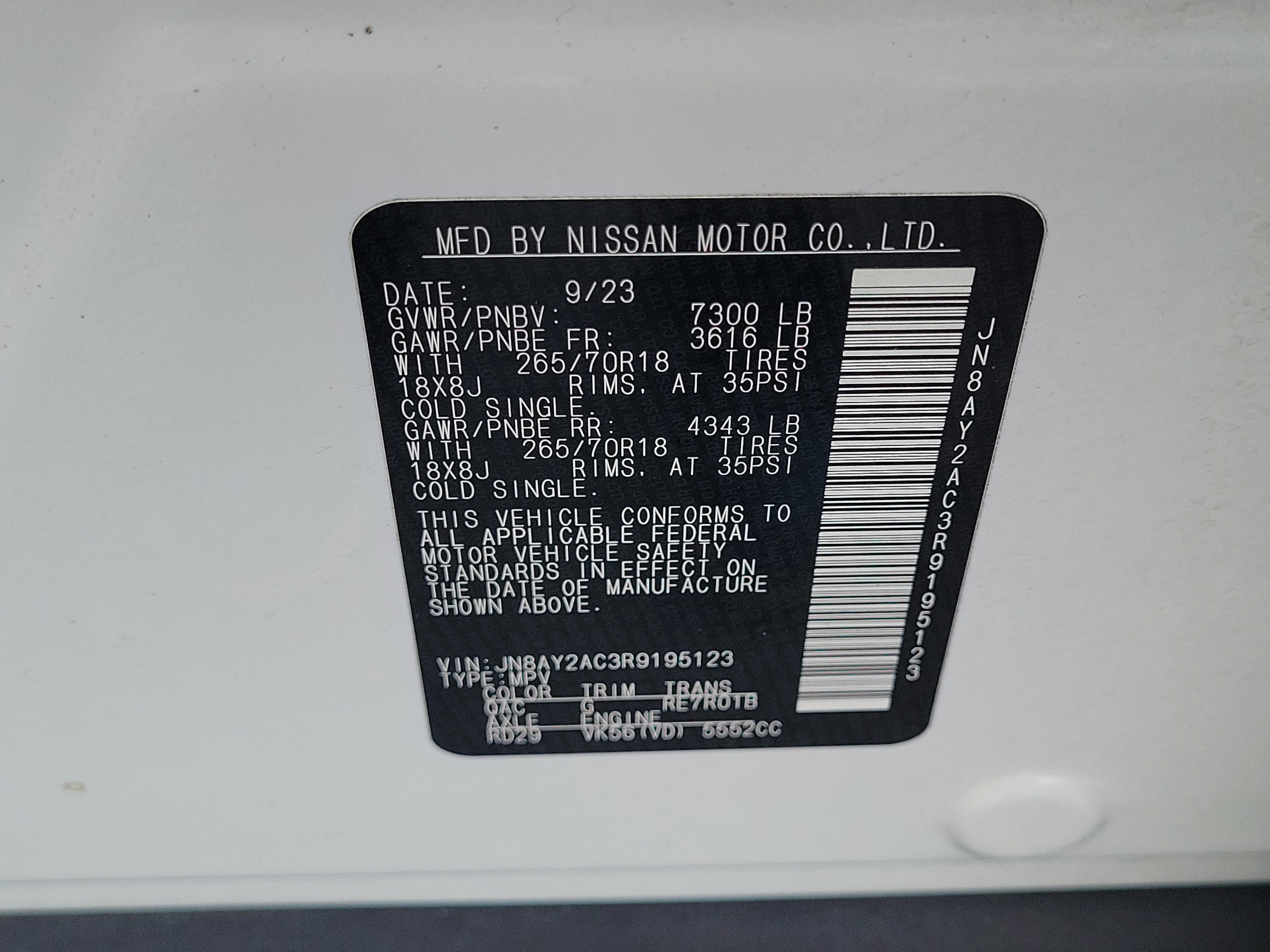 Certified 2024 Nissan Armada SV w/ Cargo Package RWD image 27