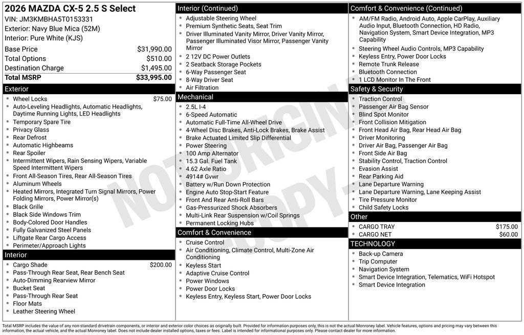 New 2026 MAZDA CX-5 Select AWD/4WD image 10