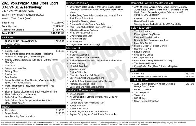 Used 2023 Volkswagen Atlas Cross Sport SE w/ Black Wheel Package AWD/4WD image 13