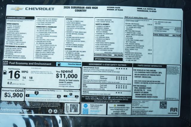 New 2026 Chevrolet Suburban High Country w/ Sun And Tow Package AWD/4WD image 29
