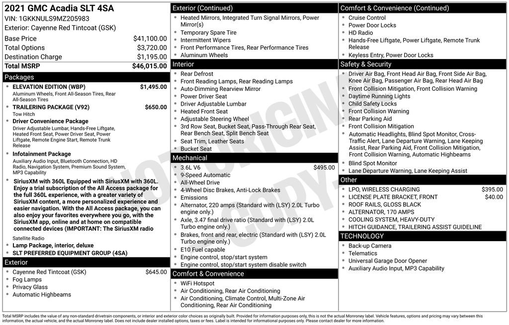 Used 2021 GMC Acadia SLT w/ Elevation Edition AWD/4WD image 20
