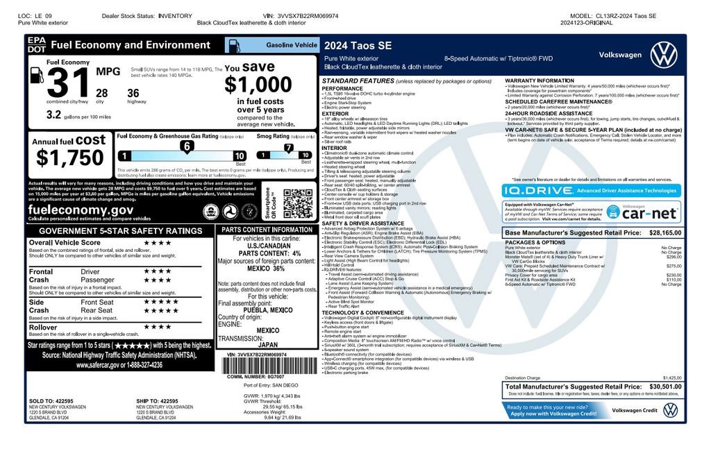 Used 2024 Volkswagen Taos SE FWD image 4