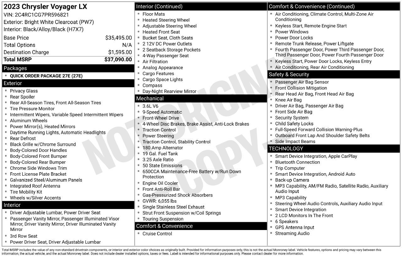 Used 2023 Chrysler Voyager LX FWD image 31