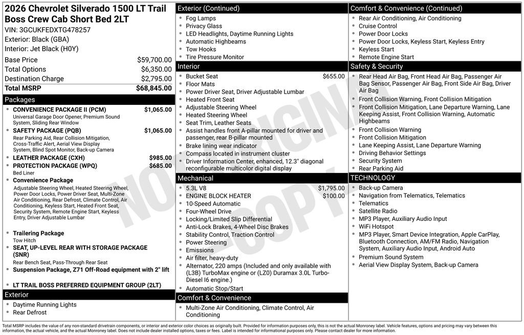 New 2026 Chevrolet Silverado 1500 LT Trail Boss w/ Safety Package AWD/4WD image 26