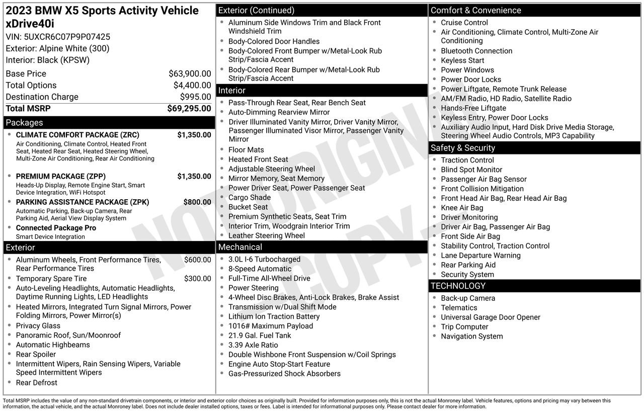 Used 2023 BMW X5 xDrive40i w/ Premium Package image 52