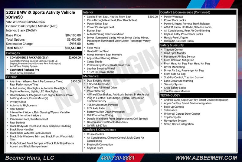 Used 2023 BMW iX xDrive50 w/ Convenience Package AWD/4WD image 3