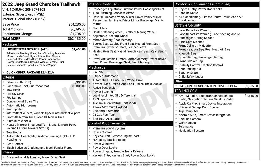 Used 2022 Jeep Grand Cherokee Trailhawk w/ Luxury Tech Group III image 4