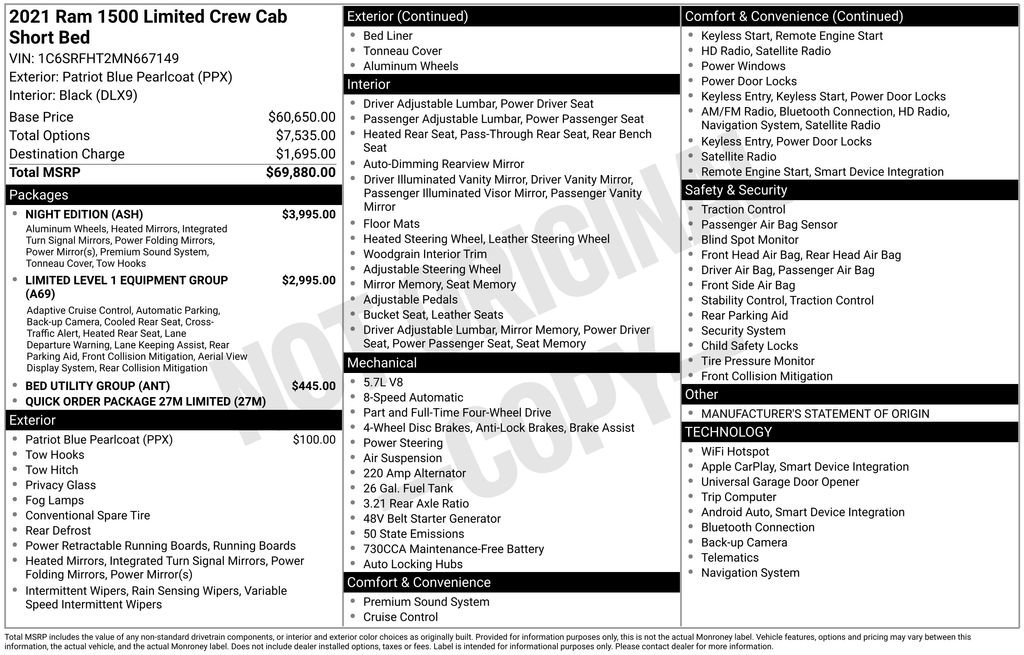 Used 2021 RAM 1500 Limited w/ Night Edition image 2