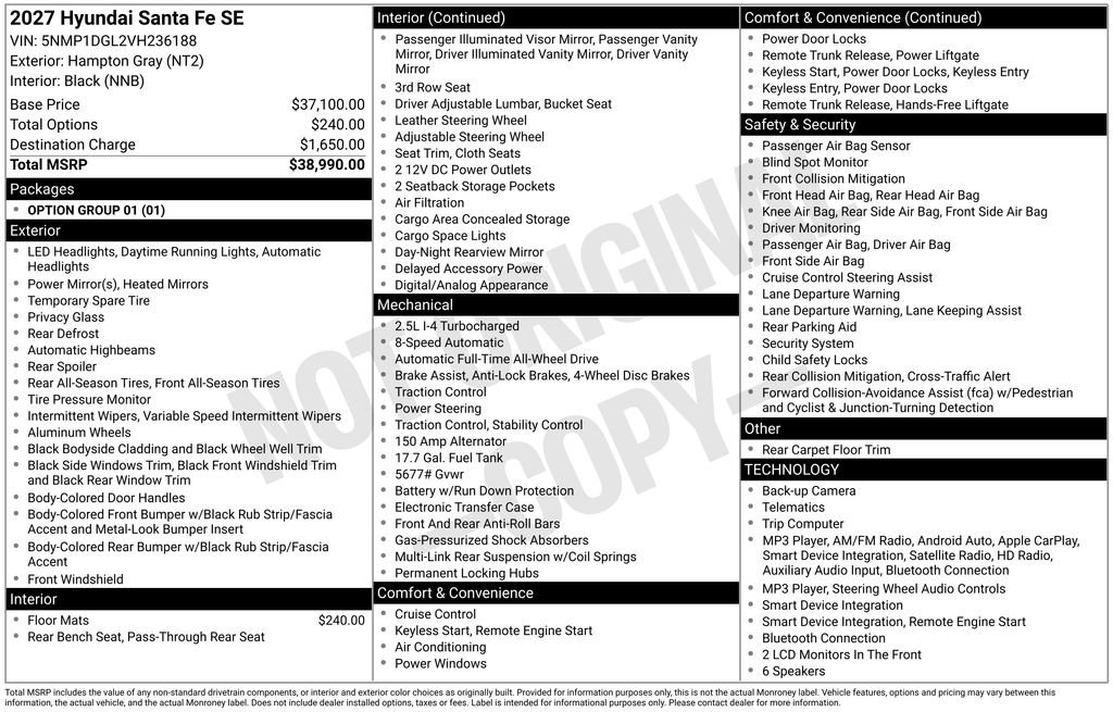 New 2027 Hyundai Santa Fe SE AWD/4WD image 26