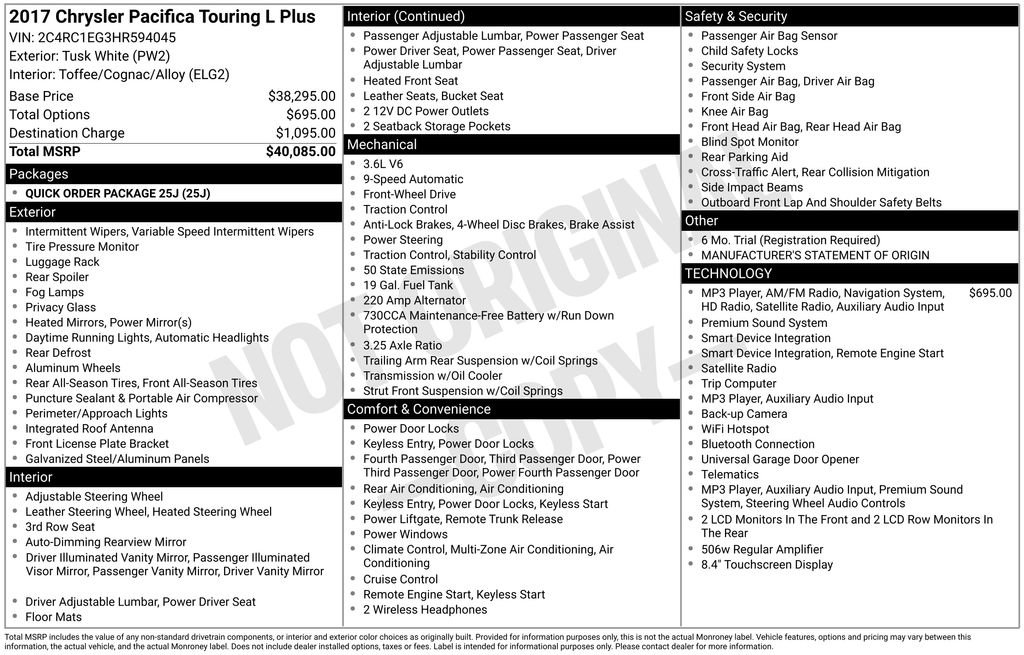 Used 2017 Chrysler Pacifica Touring-L Plus FWD image 15